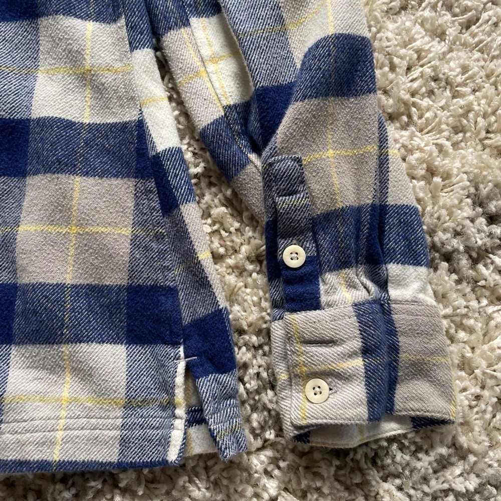 Patagonia Fjord Flannel Shirt Womens 4 Blue Grey Plaid Organic Cotton Button Up - Picture 7 of 9
